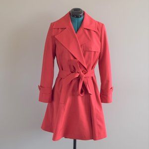Red Phoebe Double Breasted Trench Coat